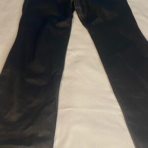 Womans Newport News Black Leather Trousers Size 10T Excellent condition